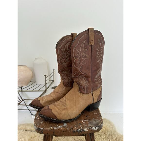 Vintage J Chisholm Two Toned Leather Cowboy Boots Size 11 main image 5